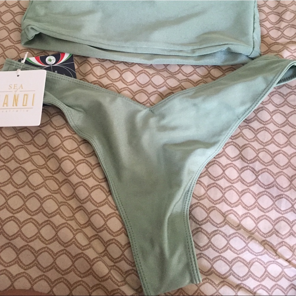Green Two Piece Bathing Suit